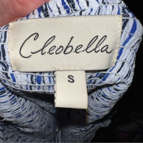 Cleobella Long Sleeve Striped Smocked Boho Peasant Brunch Top Festival Sz Small - Picture 4 of 12